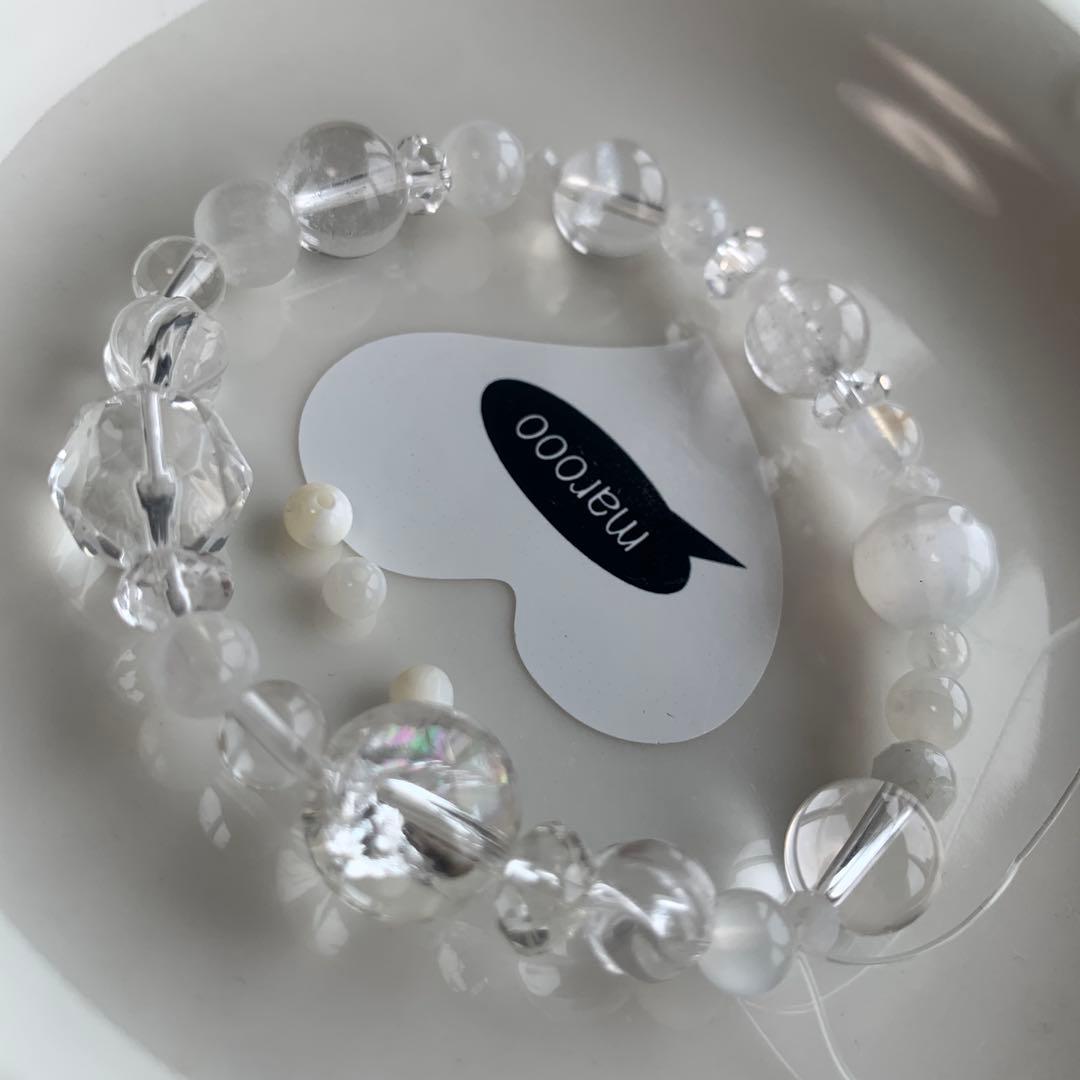 天然石ブレスレットタロ様2点おまとめアイリスクォーツ水晶ムーンストーントパーズ