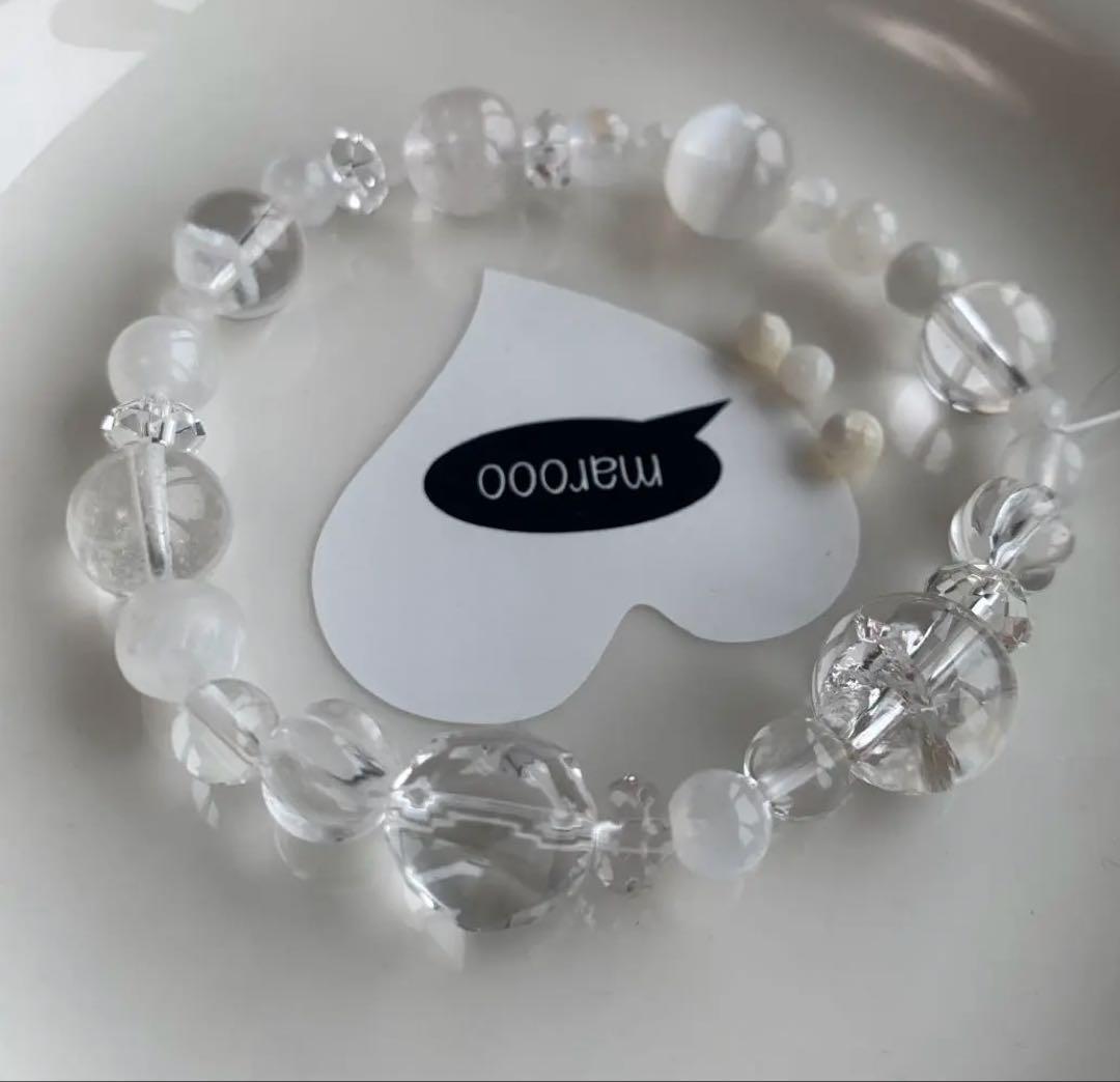 天然石ブレスレットタロ様2点おまとめアイリスクォーツ水晶ムーンストーントパーズ