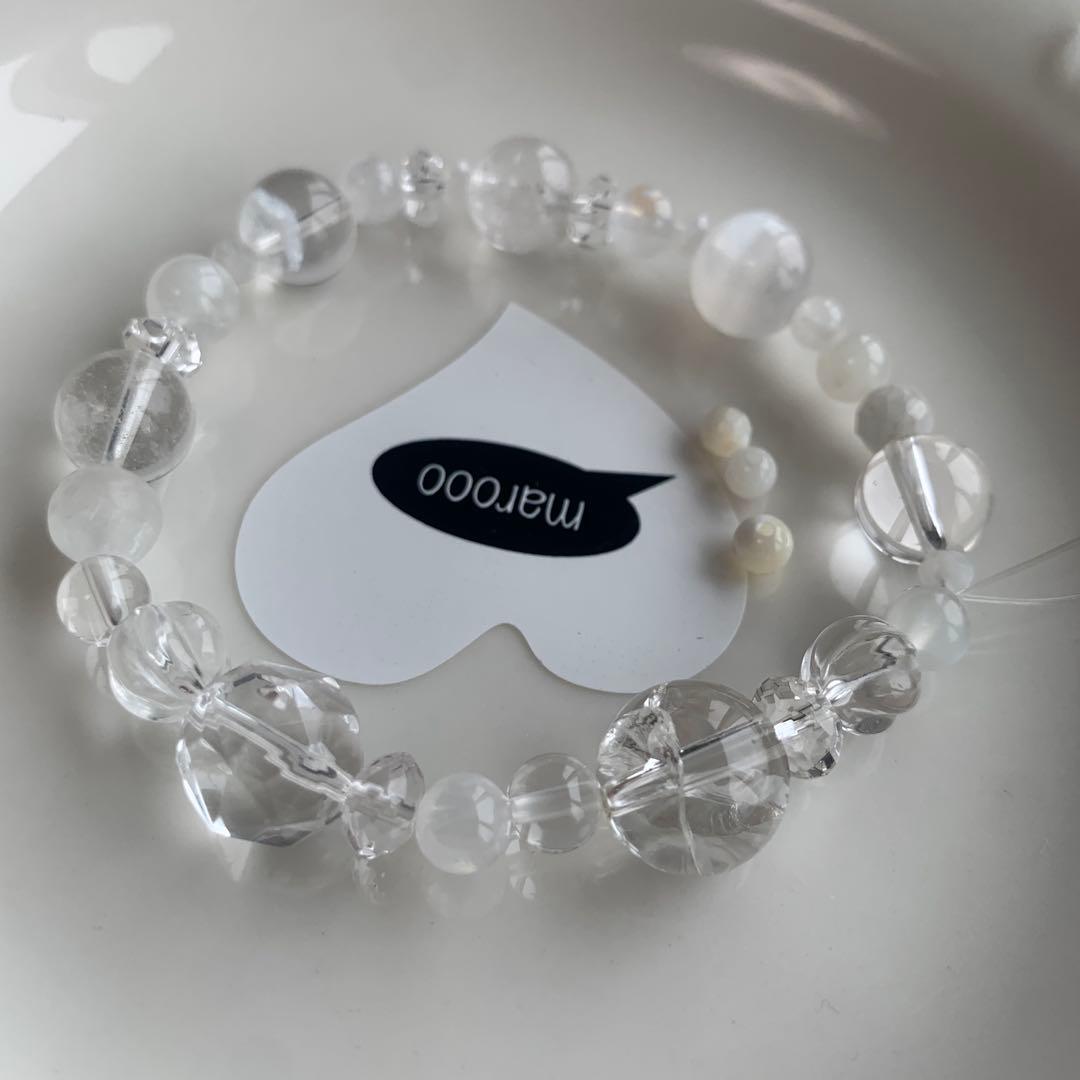 天然石ブレスレットタロ様2点おまとめアイリスクォーツ水晶ムーンストーントパーズ