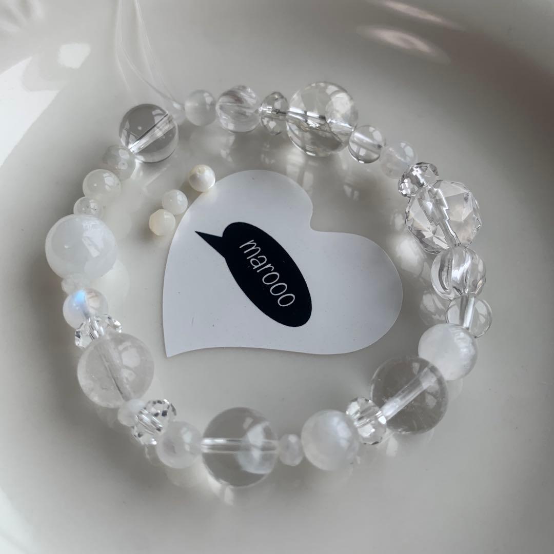 天然石ブレスレットタロ様2点おまとめアイリスクォーツ水晶ムーンストーントパーズ