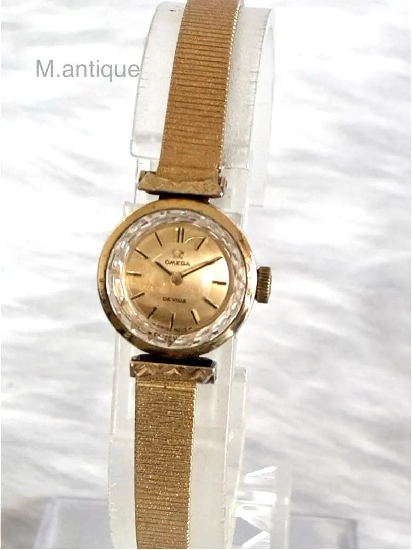 【OH済】OMEGA ゴールドデビル カットガラス 手巻きアンティーク時計