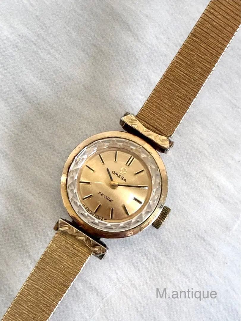 【OH済】OMEGA ゴールドデビル カットガラス 手巻きアンティーク時計
