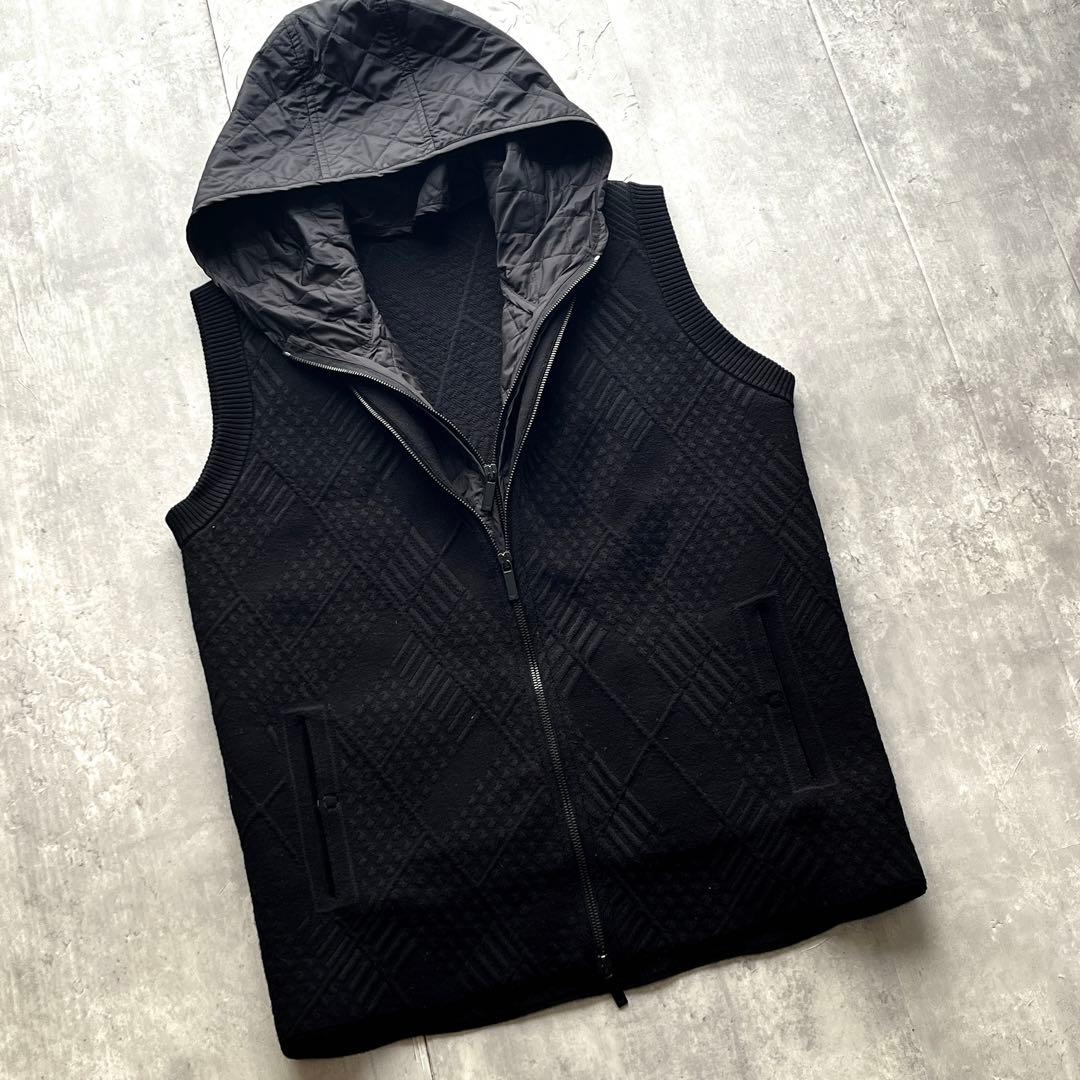 emporio armani フード付きキルティング　ニットダウンベスト y2k