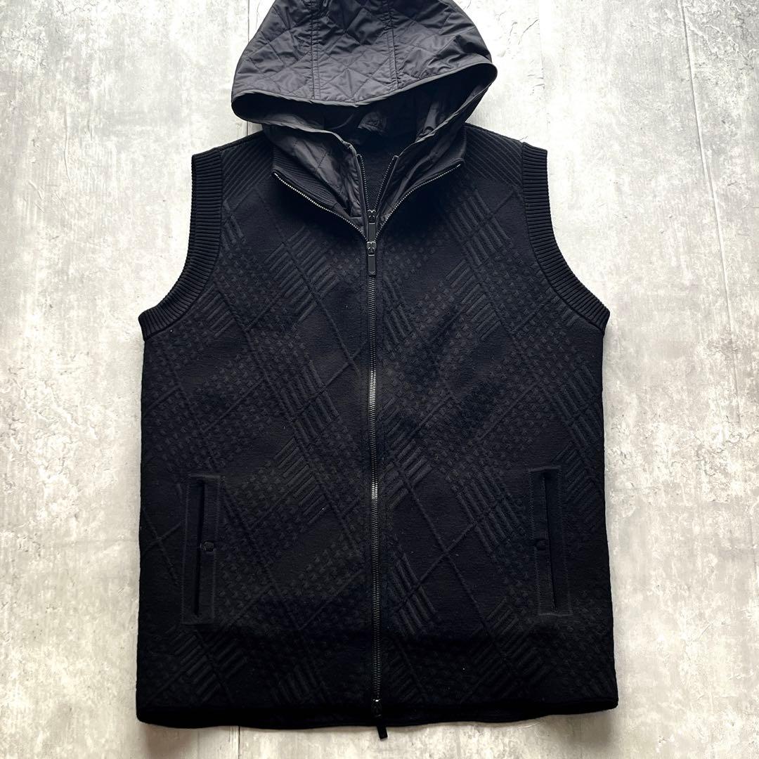 emporio armani フード付きキルティング　ニットダウンベスト y2k