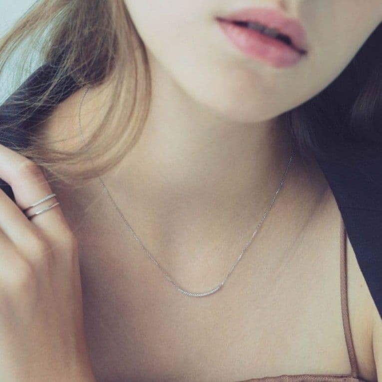 美品　ete　プラチナ　パーティクル　ダイヤモンド　0.06ct　ネックレス