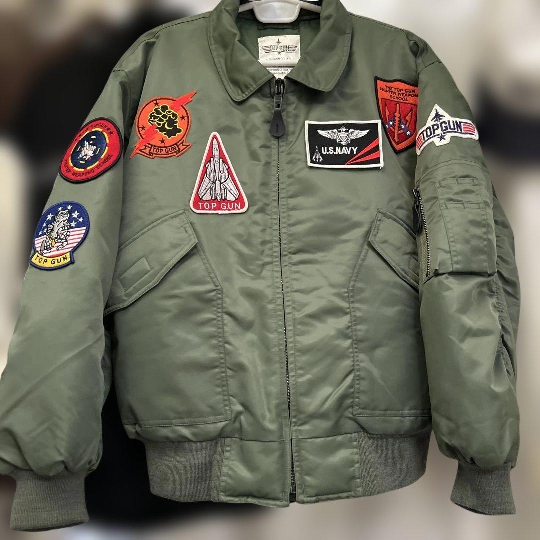 希少 90s TOPGUN トップガン公式 フライトジャケット MA-1 セージ