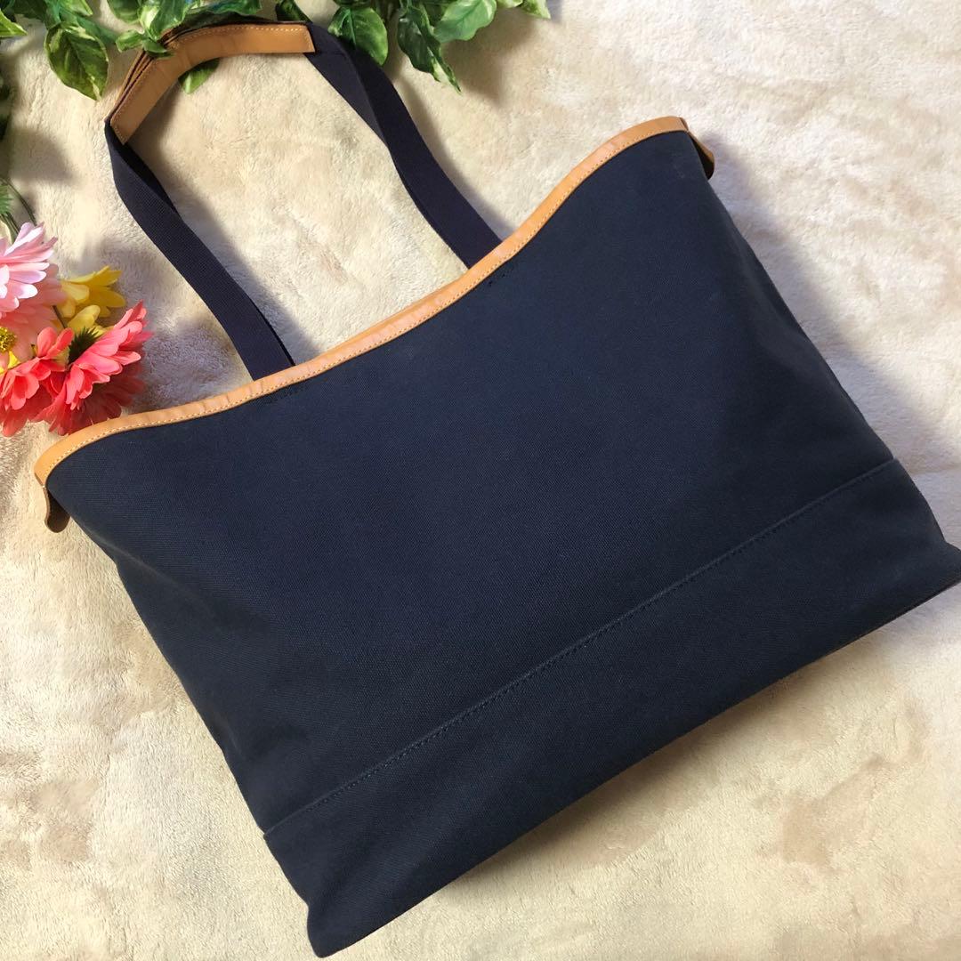 極美品　ポーター　リセス　トートバッグ　キャンバス　レザー　ネイビー　大容量