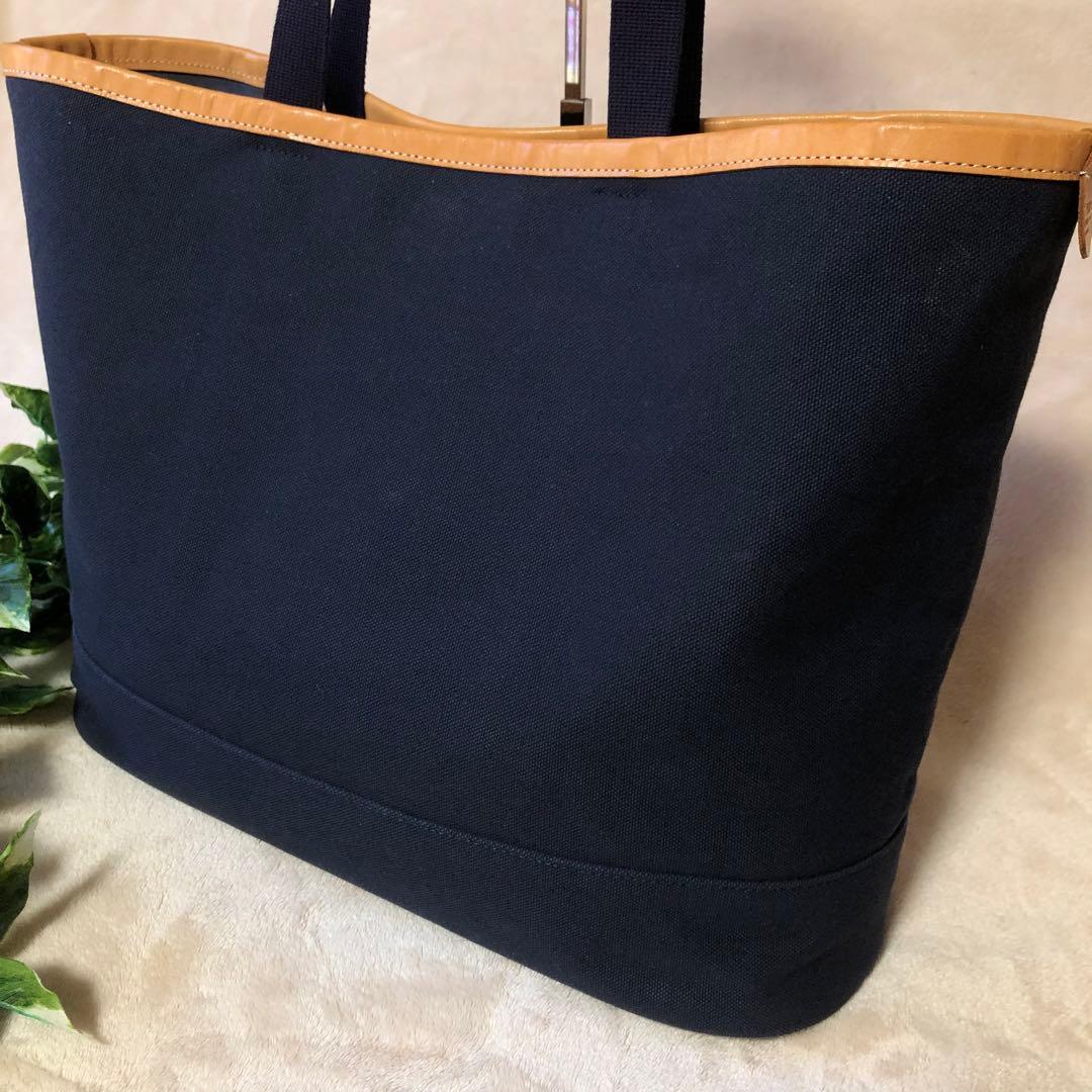 極美品　ポーター　リセス　トートバッグ　キャンバス　レザー　ネイビー　大容量