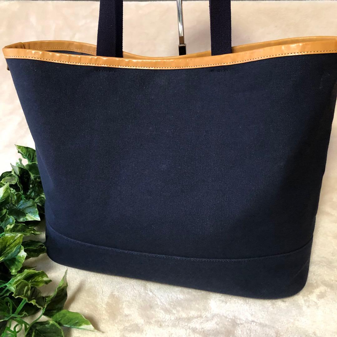 極美品　ポーター　リセス　トートバッグ　キャンバス　レザー　ネイビー　大容量