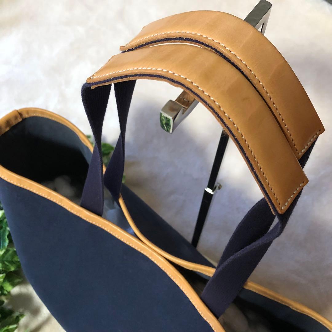 極美品　ポーター　リセス　トートバッグ　キャンバス　レザー　ネイビー　大容量