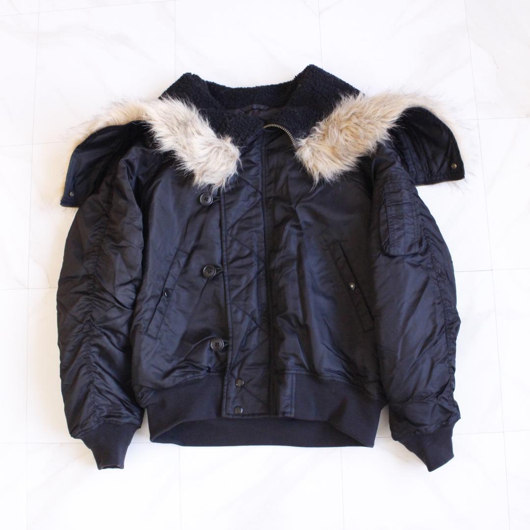 y2k N-2B ファー付ジャケット ブラック フライトジャケット Lサイズ