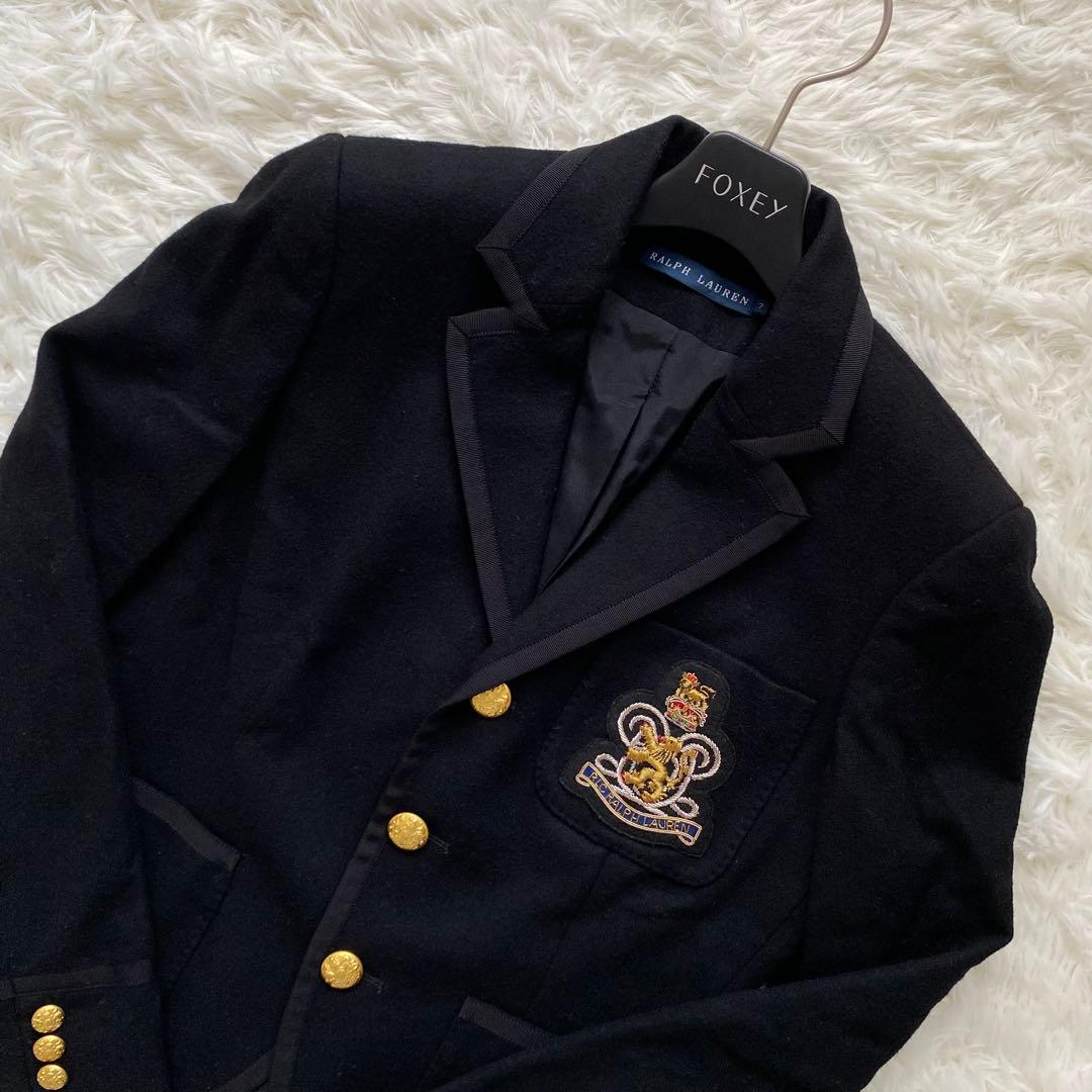 ラルフローレン　テーラードジャケット　カシミヤ　ウール　ワッペン　金ボタン