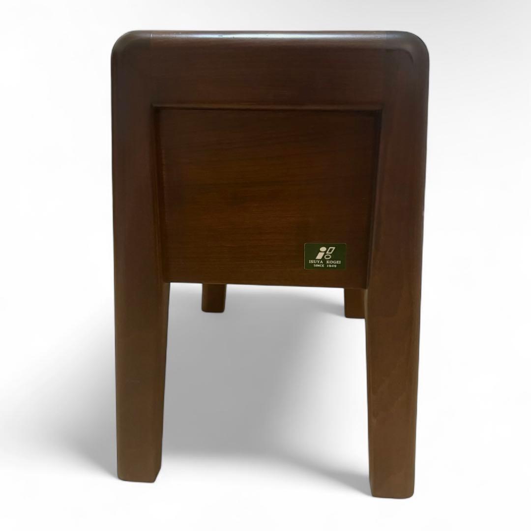 【美品】イスヤ工芸 引き出し付き玄関椅子 ブナ材 牛革張り 日本製