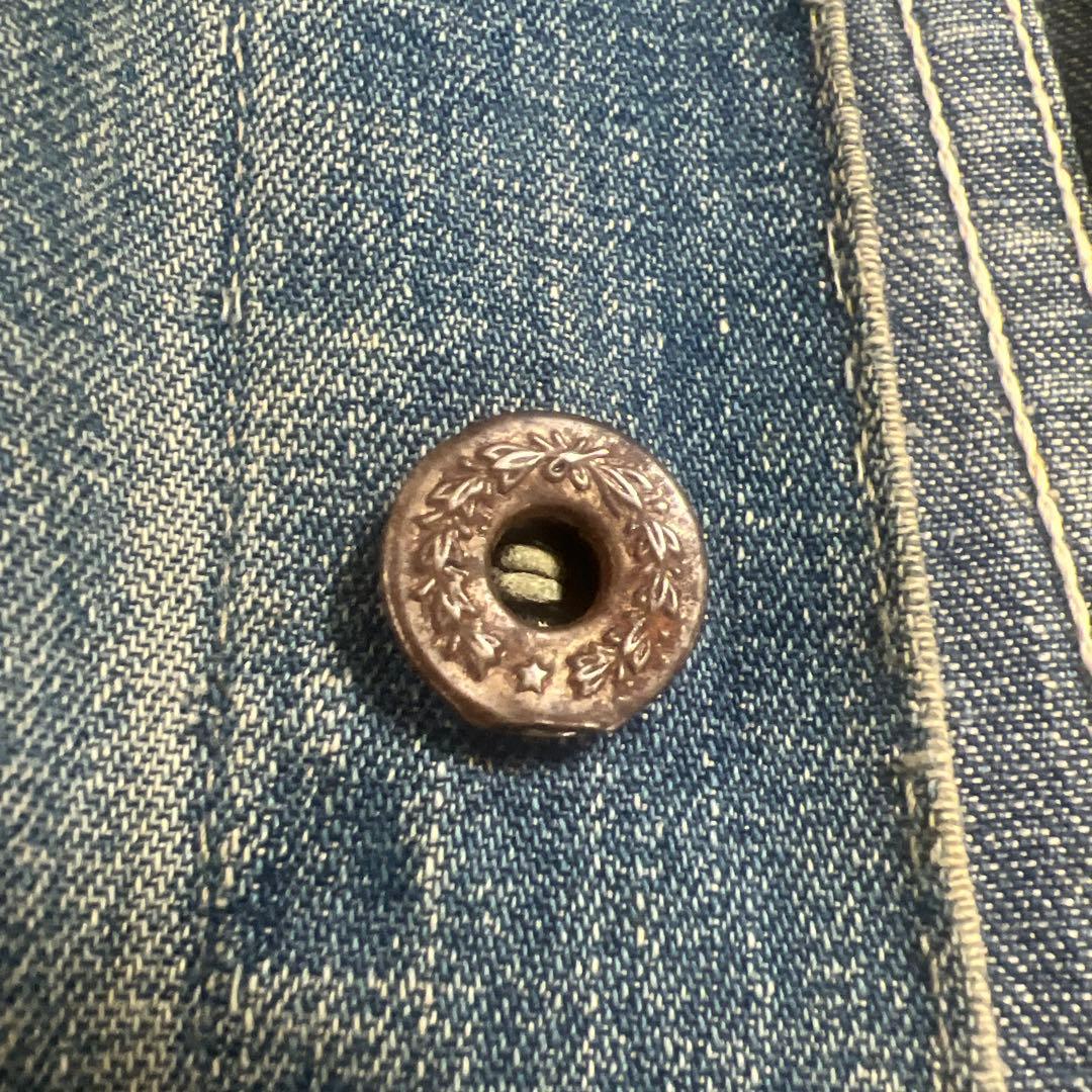 y*1様 COWDEN30〜40'sカバーオール 大戦、月桂樹ドーナツボタン(ワ