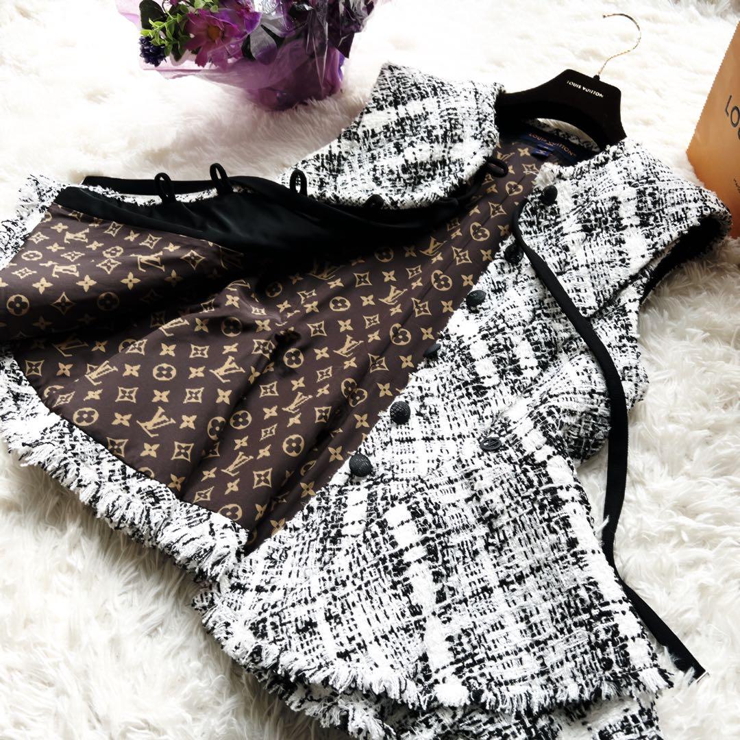 極美品　LOUISVUITTON ヴィトン　ツイード　ベスト　リボン　ジャケット