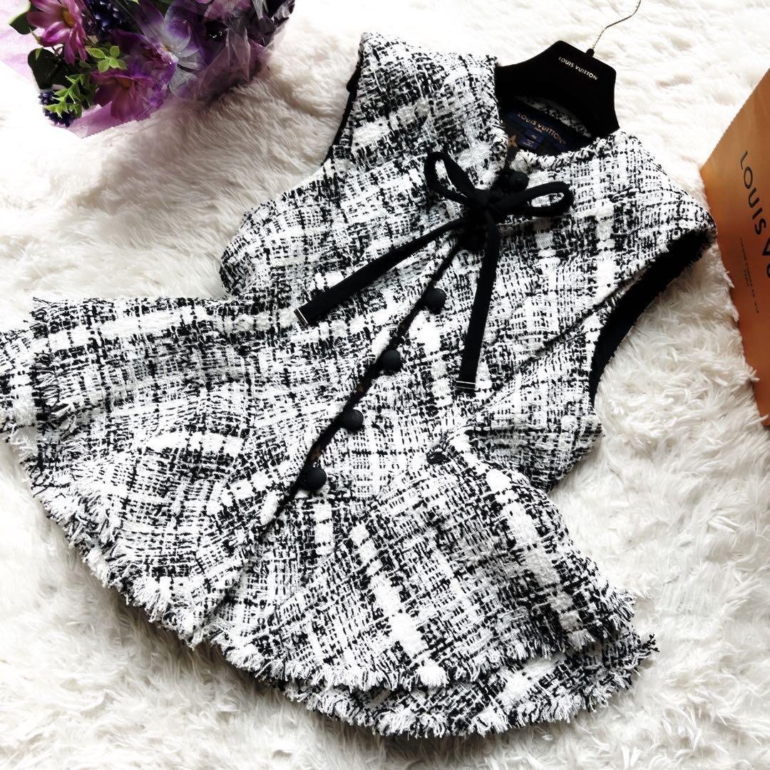 極美品　LOUISVUITTON ヴィトン　ツイード　ベスト　リボン　ジャケット