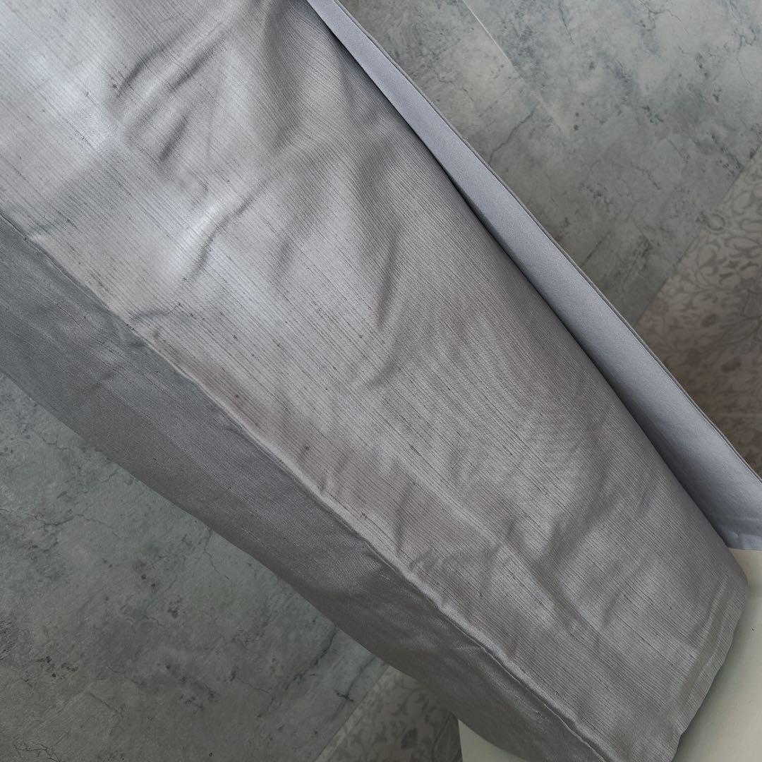 小紋　フルセット　着物　正絹　紬　瓢箪　シャレ帯　グレー　灰色　p2