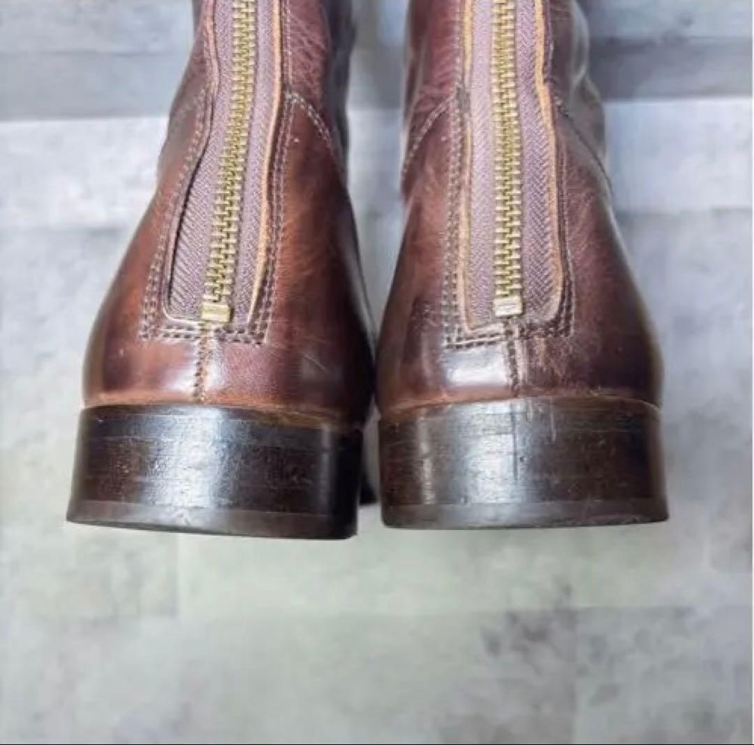 PADRONE パドローネ ショートブーツ 41 バックジップ 本革 ブラウン