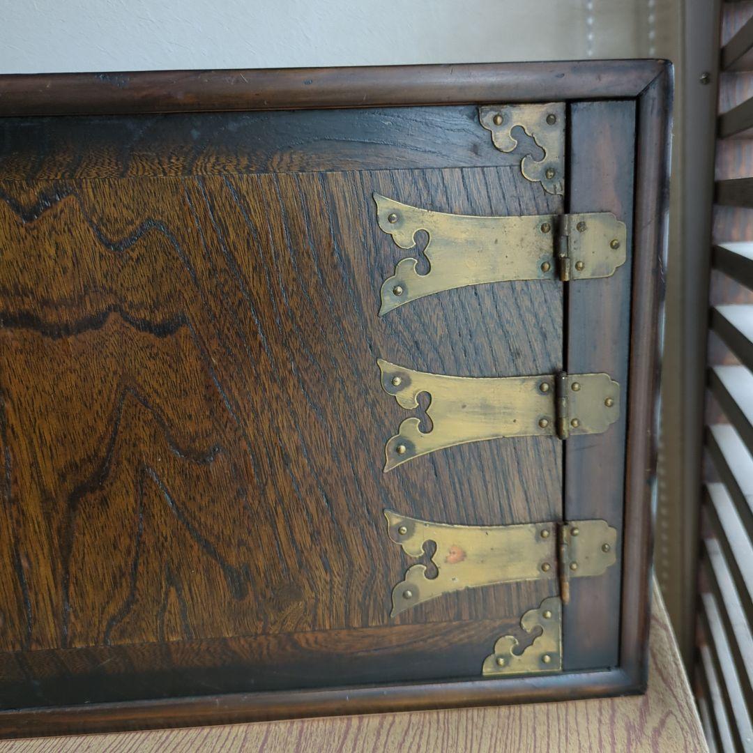 アンティーク 箪笥 李朝 棚 鍵付 飾り棚 金具 ローボード 木製