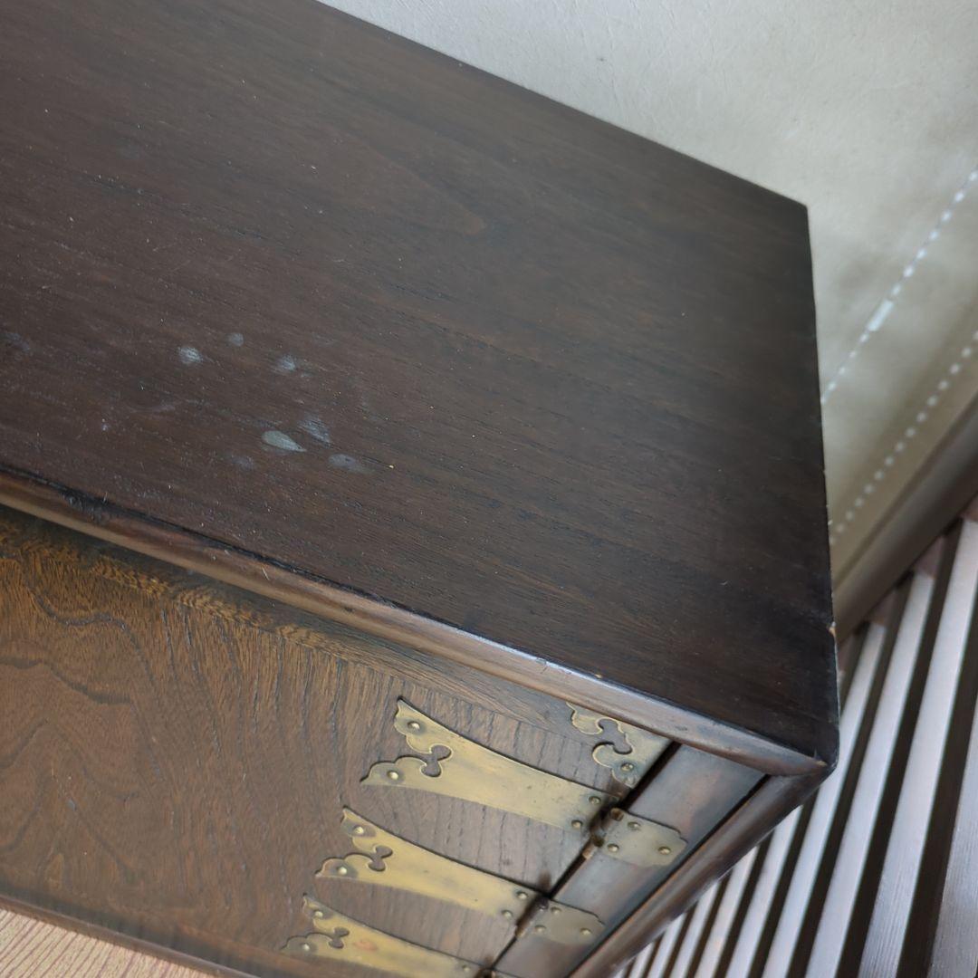 アンティーク 箪笥 李朝 棚 鍵付 飾り棚 金具 ローボード 木製