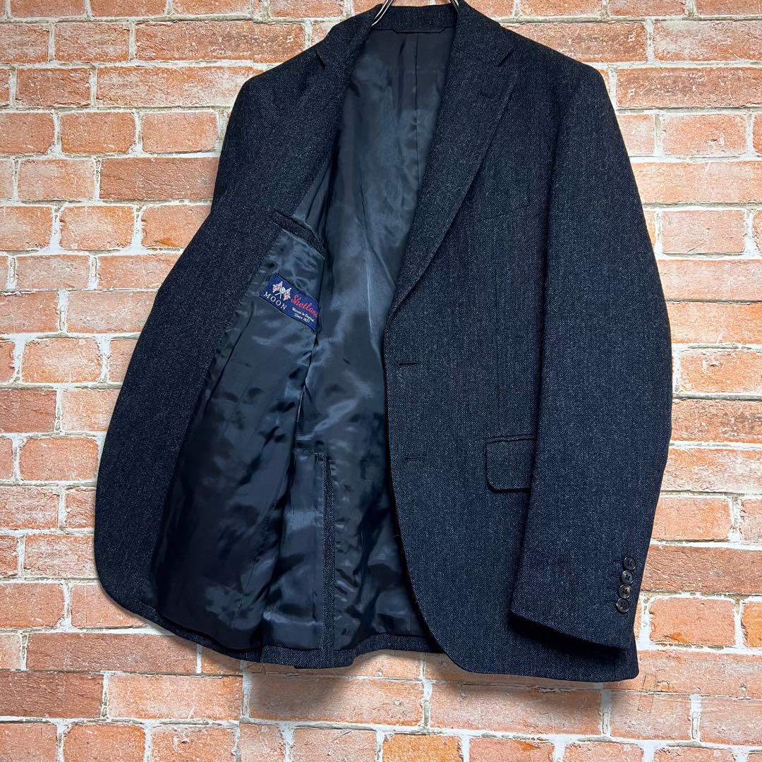 (希少)bishitto 英国製 MOON ツイードスーツセットアップ　紺色