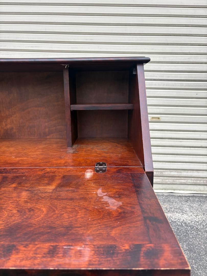 木製文机 ダークブラウン 4引き出し