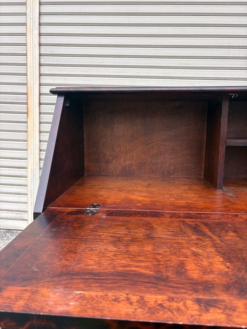 木製文机 ダークブラウン 4引き出し