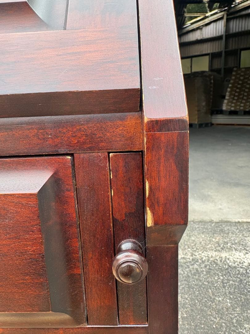 木製文机 ダークブラウン 4引き出し