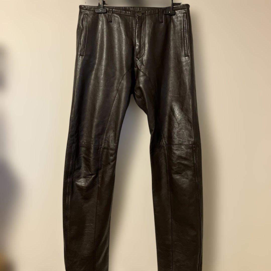 シープレザーパンツダークブラウン　コムサデモードメン2サイズ
