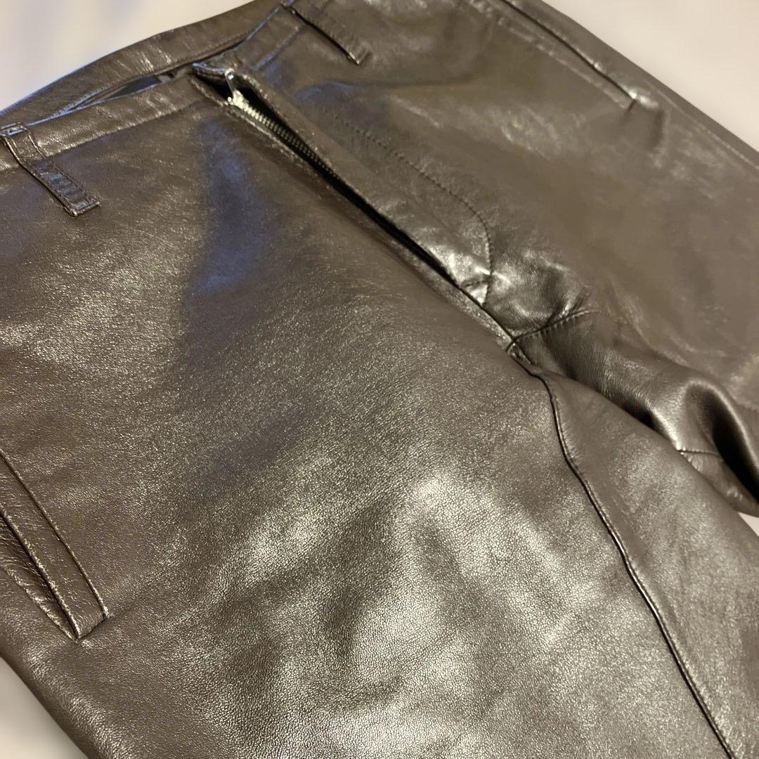 シープレザーパンツダークブラウン　コムサデモードメン2サイズ