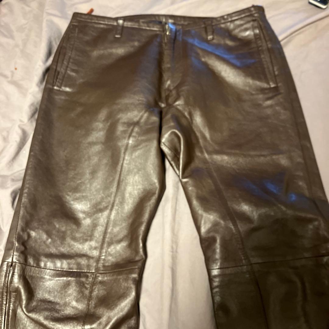 シープレザーパンツダークブラウン　コムサデモードメン2サイズ