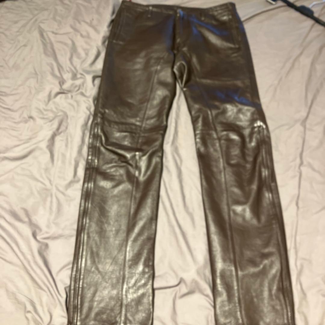 シープレザーパンツダークブラウン　コムサデモードメン2サイズ