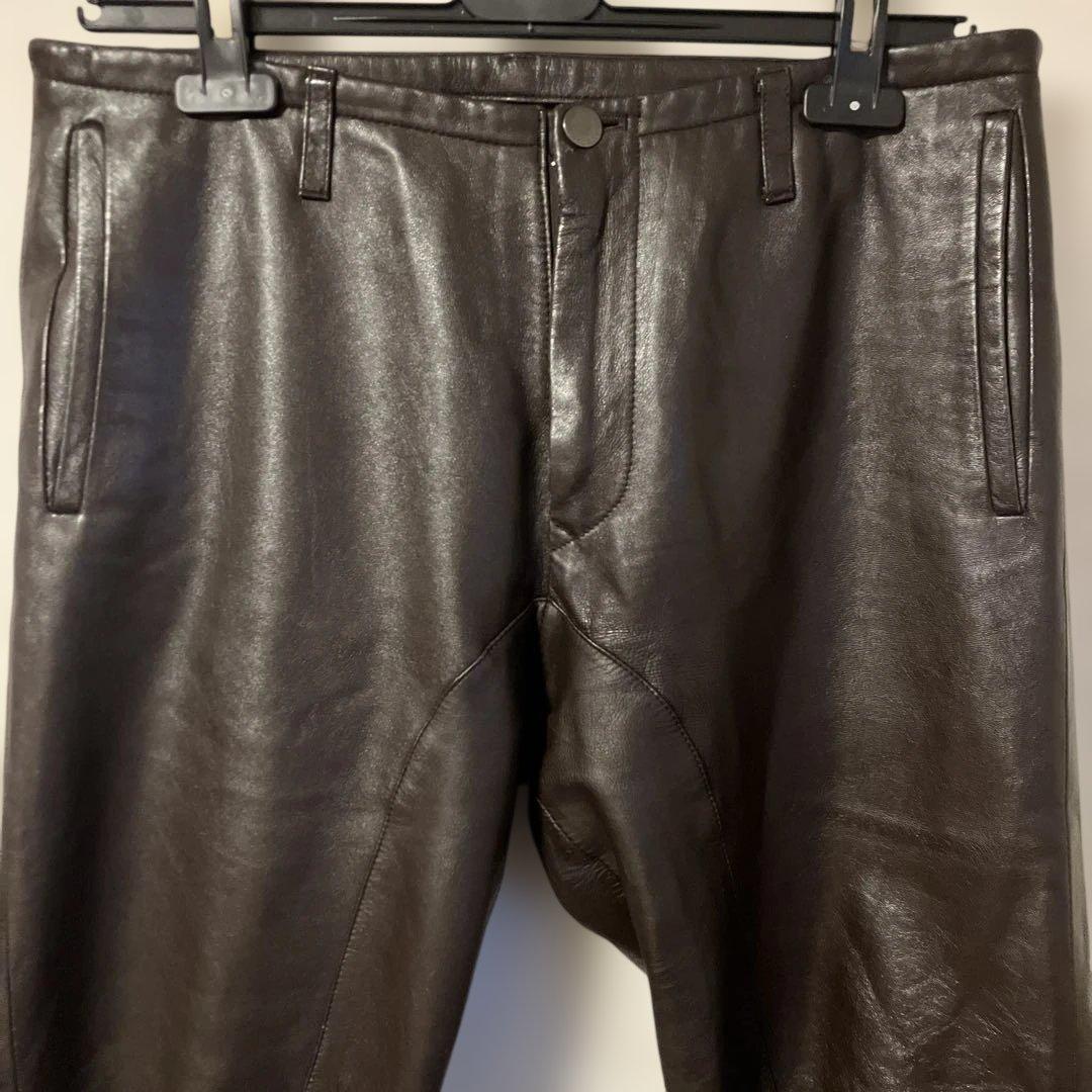 シープレザーパンツダークブラウン　コムサデモードメン2サイズ