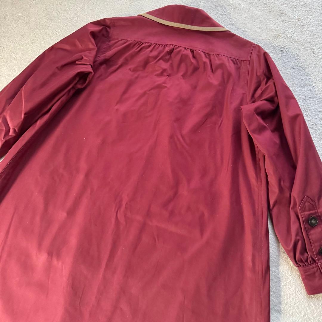 極美品 希少 イヴサンローラン トレンチコート Aライン バイカラー レッド