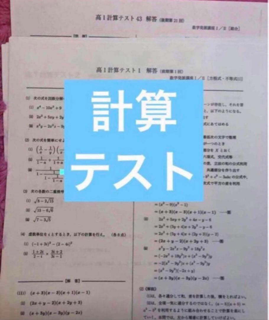 確認用【フル独学可】鉄緑会 高1 数学 発展講座I/II ノート　プリント　講習