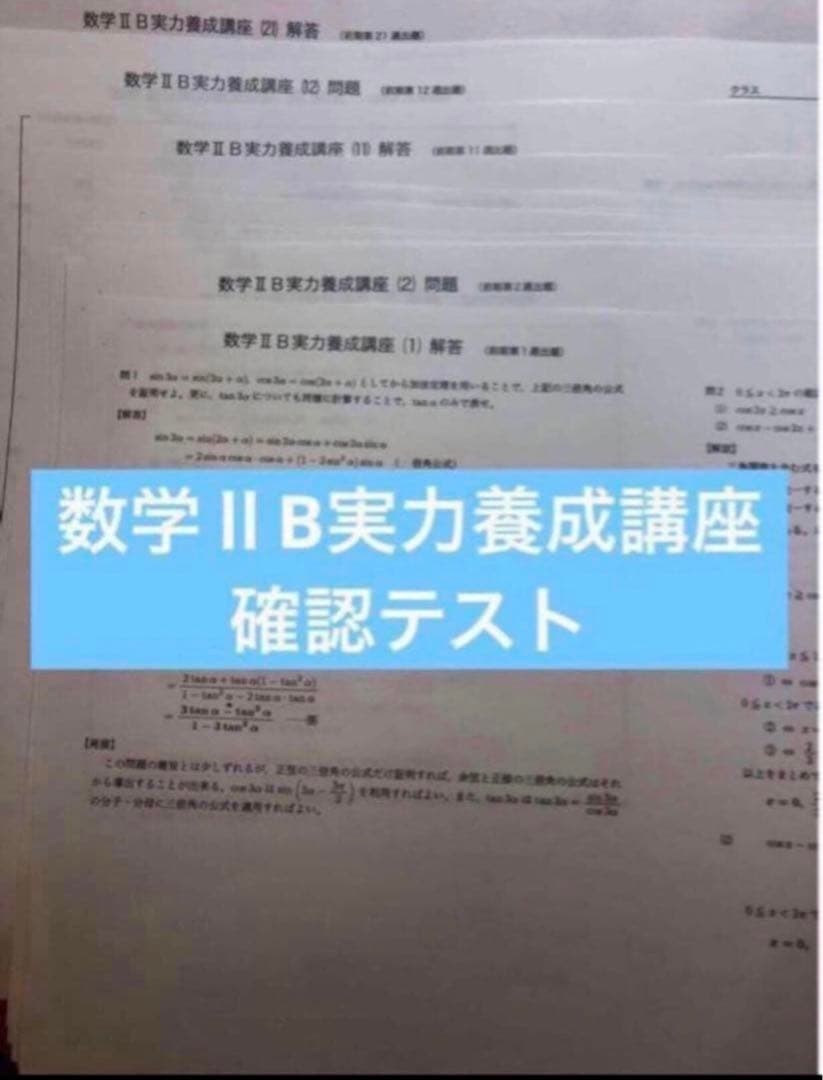 確認用【フル独学可】鉄緑会 高1 数学 発展講座I/II ノート　プリント　講習