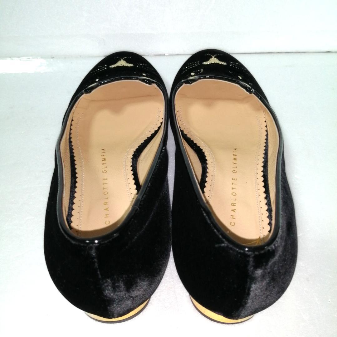 charlotte olympia フラットシューズ　ベロア　猫