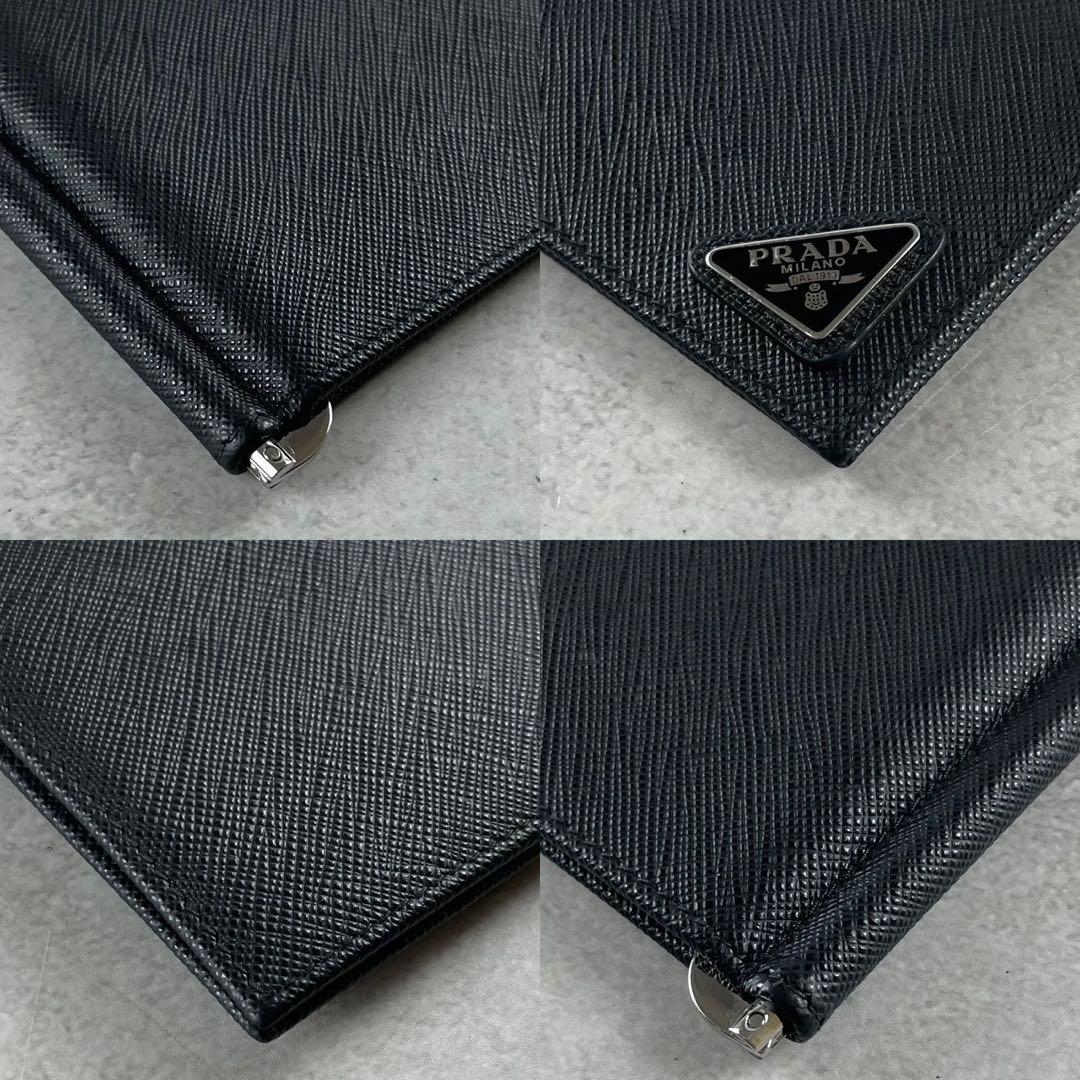 【新品同様 付属品完備】PRADA マネークリップ 三角ロゴ サフィアーノ 黒