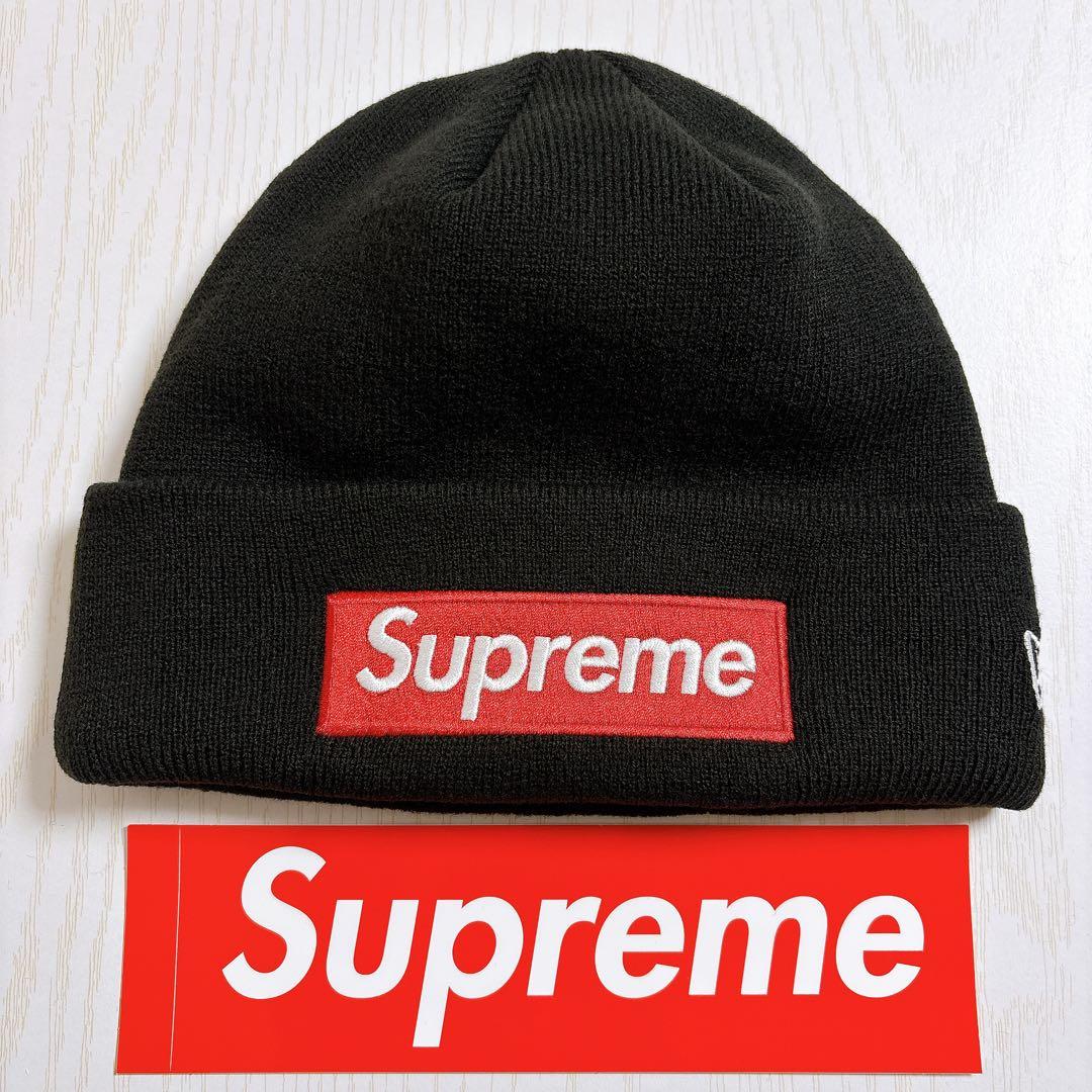 Supreme NEW ERA ニット帽　ビーニー　BOXロゴ　ブラック　黒　赤
