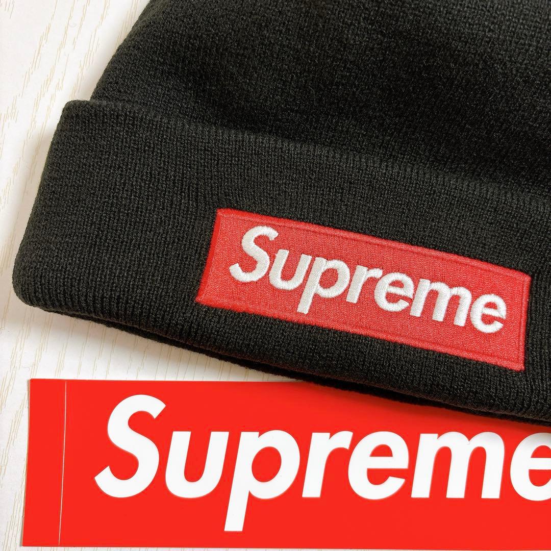 Supreme NEW ERA ニット帽　ビーニー　BOXロゴ　ブラック　黒　赤