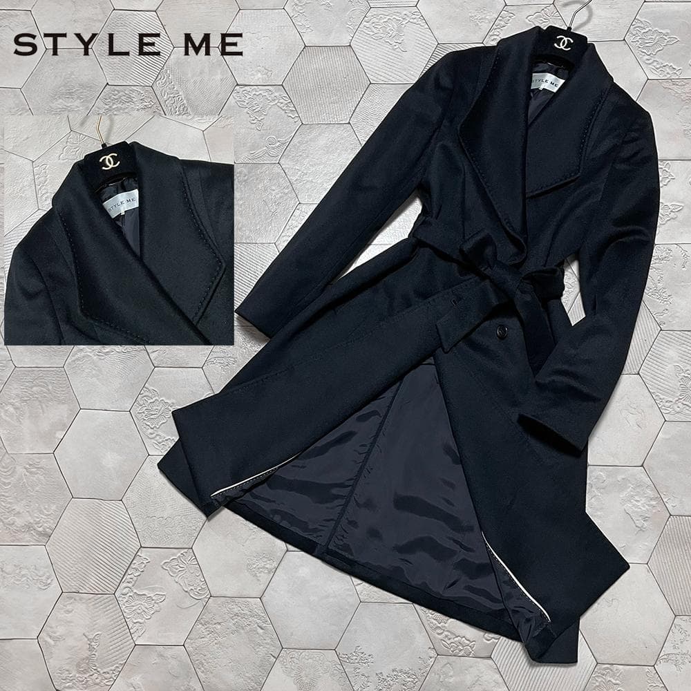 超美品！東京スタイル STYLE ME カシミヤ100%高級ベルテットコート 9