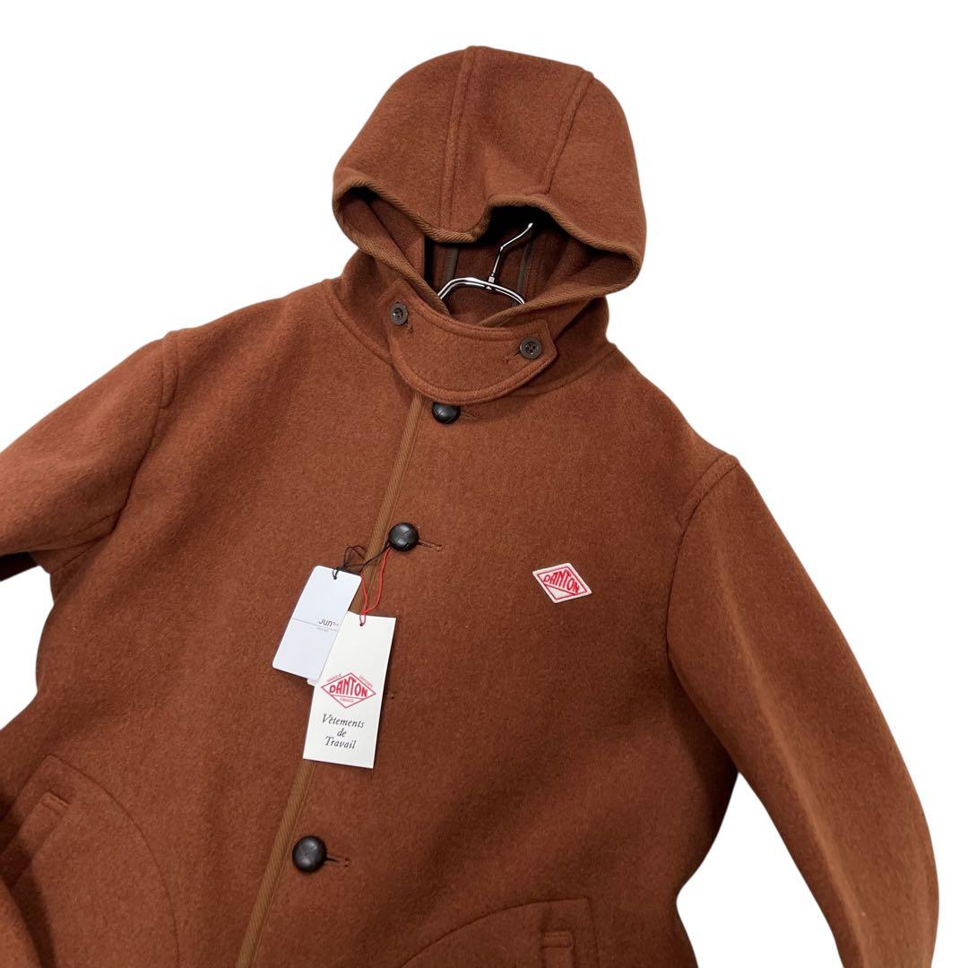 未使用タグ付 ダントン ウールモッサフードブルゾン M ブラウン 胡桃ボタン