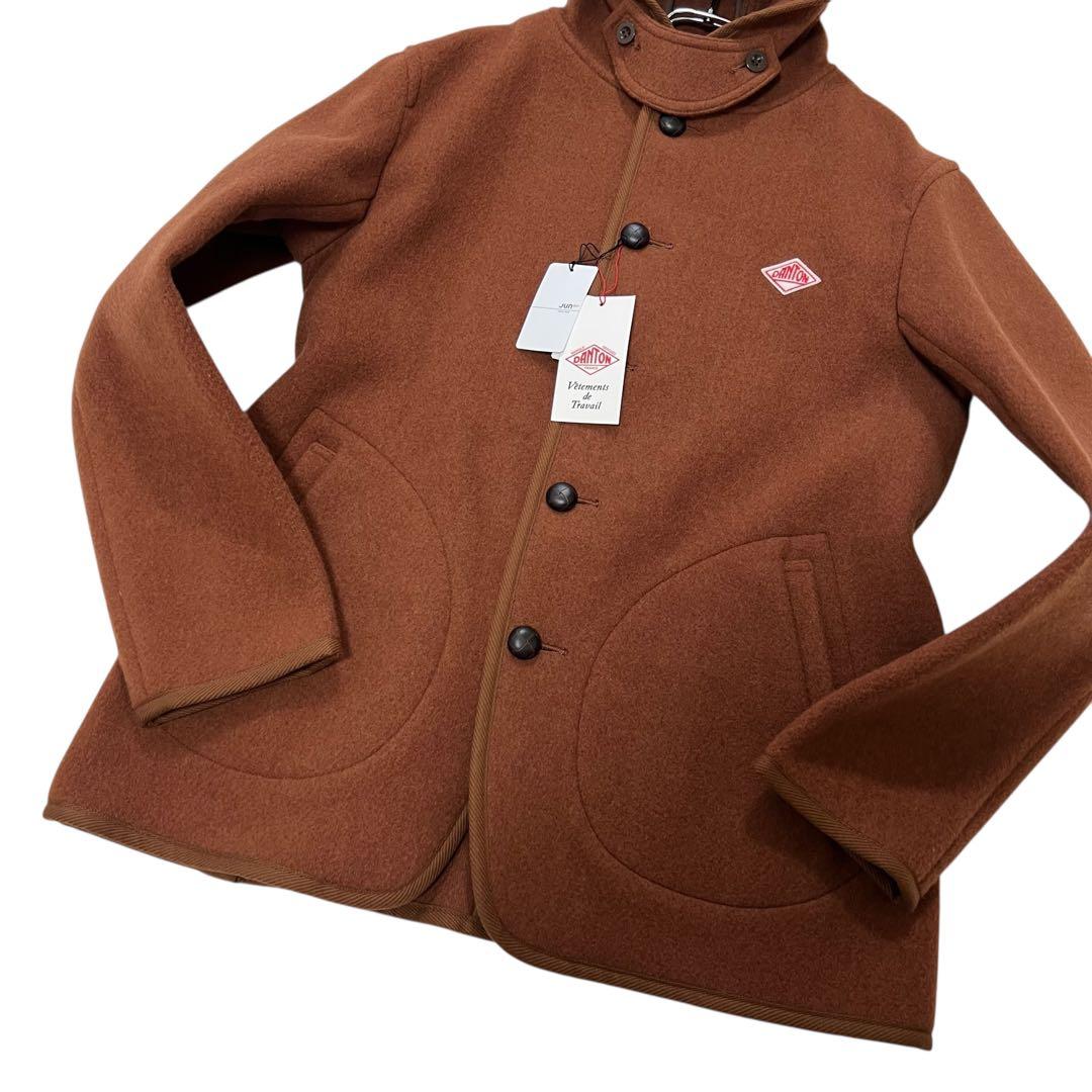 未使用タグ付 ダントン ウールモッサフードブルゾン M ブラウン 胡桃ボタン