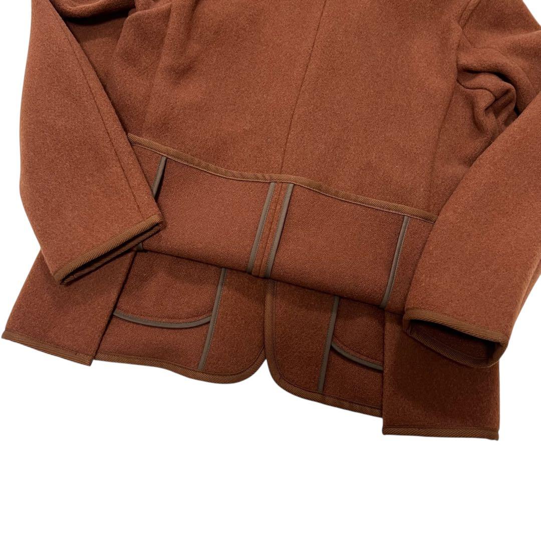 未使用タグ付 ダントン ウールモッサフードブルゾン M ブラウン 胡桃ボタン