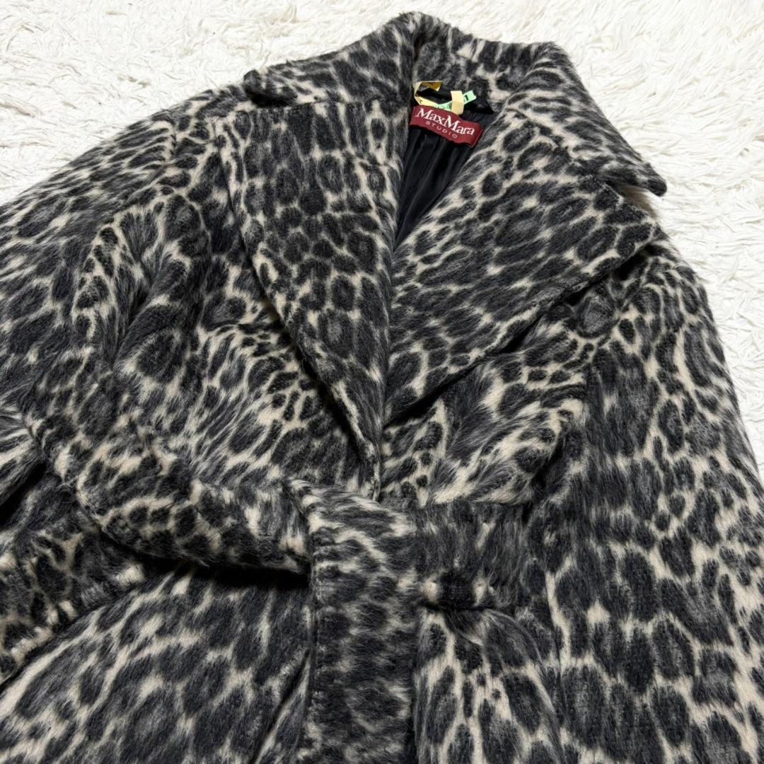 極美品 マックスマーラ ステューディオ 毛皮コート アルパカ混 レオパード柄