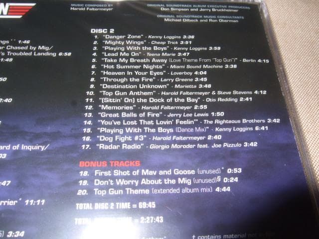 トップガン,5000枚限定,2枚組完全盤,サウンドトラック,輸入盤,新品未開封