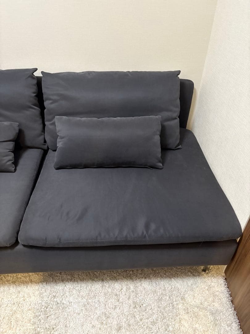 today. ダークグレー 2人掛けソファ 背もたれクッション付き