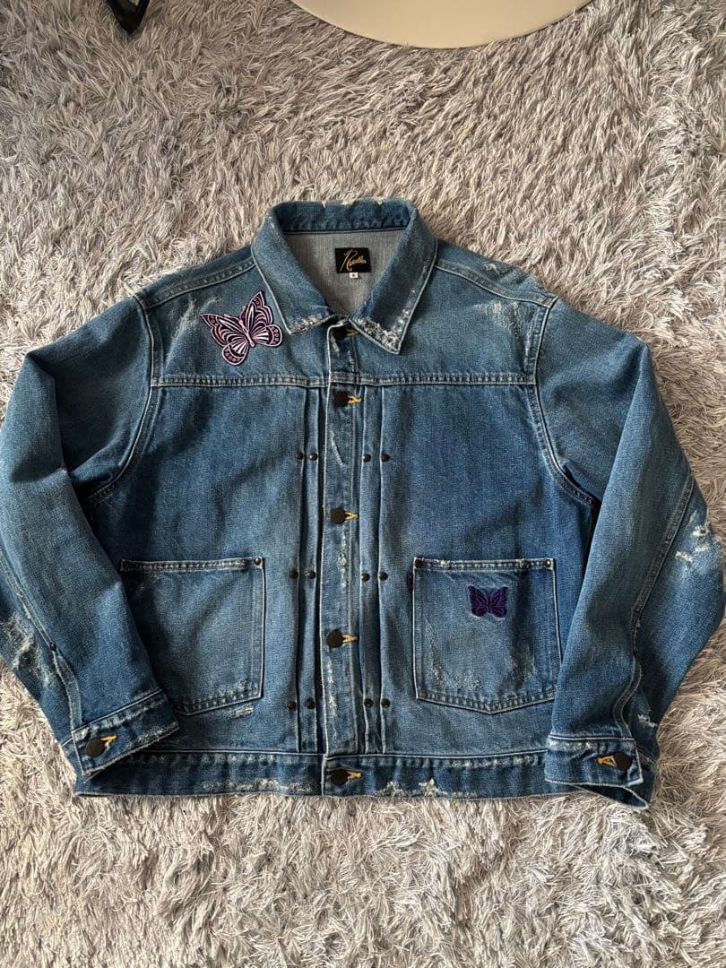 Needles デニムジャケット 蝶刺繍 S