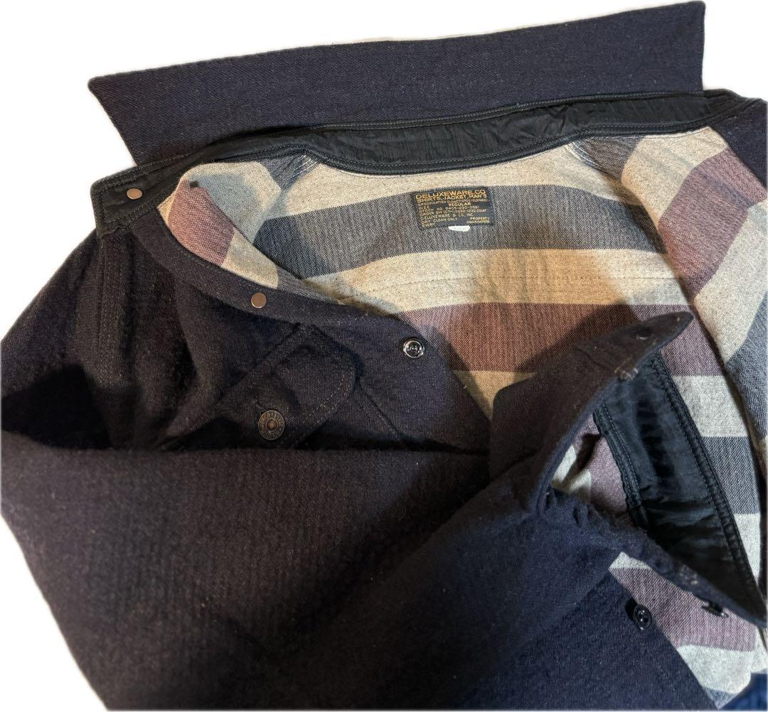 DELUXEWARE デラックスウエアCPON ウール　ミリタリー　シャツ　紺