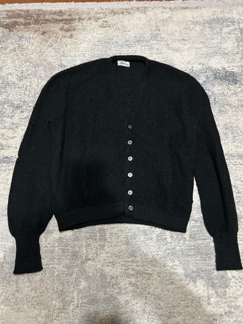 アルパカウール 黒 カーディガン